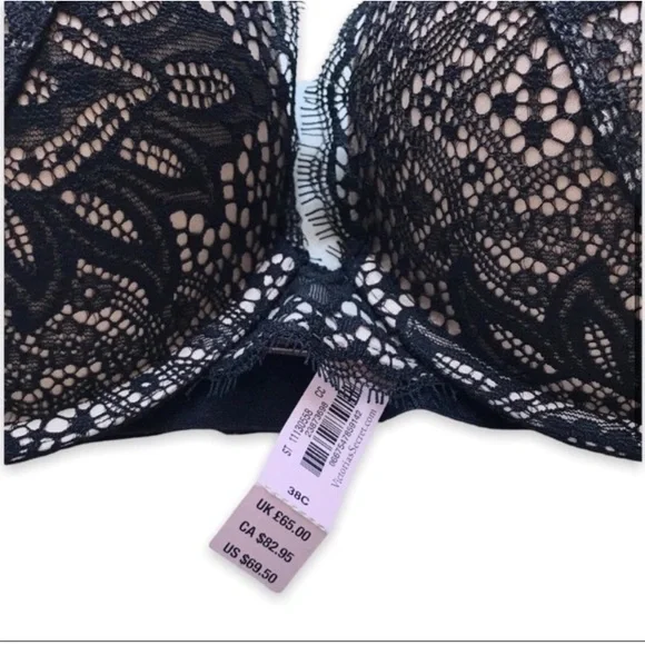 NEW! Victoria’s Secret black push-up bra with lace top attached - Picture 3 of 16
